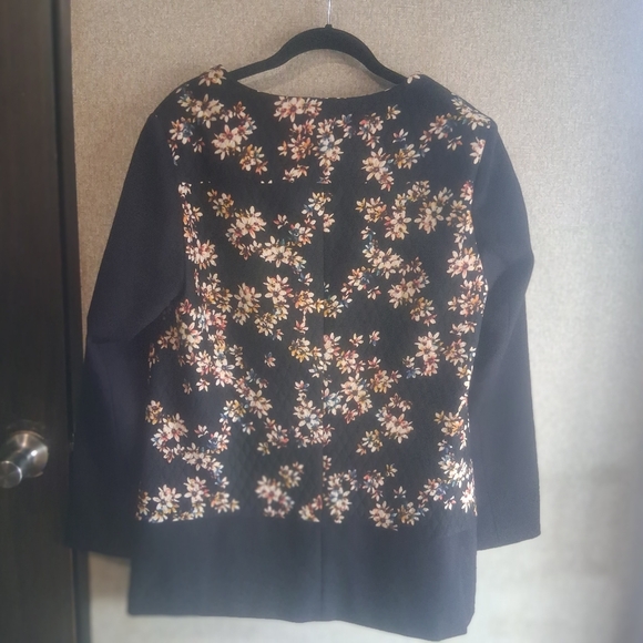 Floral Quilted Long Blazer LOGO Lori Goldstein Size 12 Business Casual Career - Picture 7 of 8